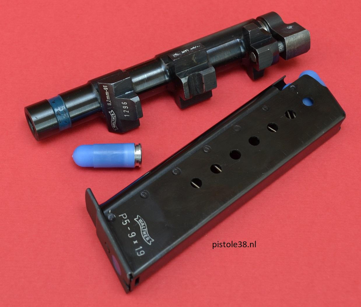Walther PT 8.2mm-9T system for shooting plastik training ammo from the P5